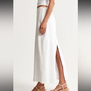 Abercrombie & Fitch Linen-Blend Column Maxi Skirt